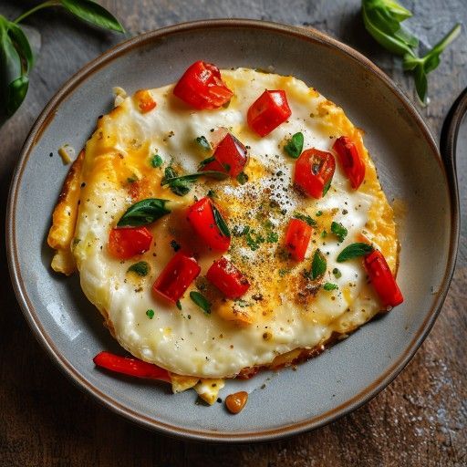 Omelet al formaggio croccante con peperoni