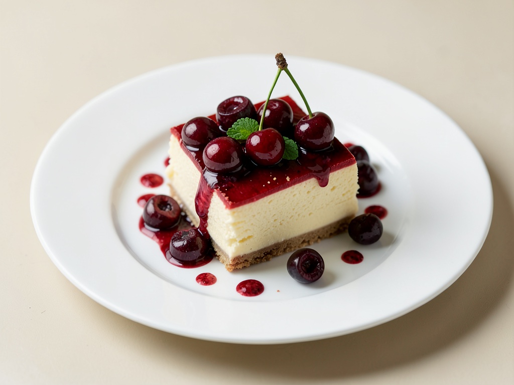 Torta alla crema al formaggio con ciliegie acide
