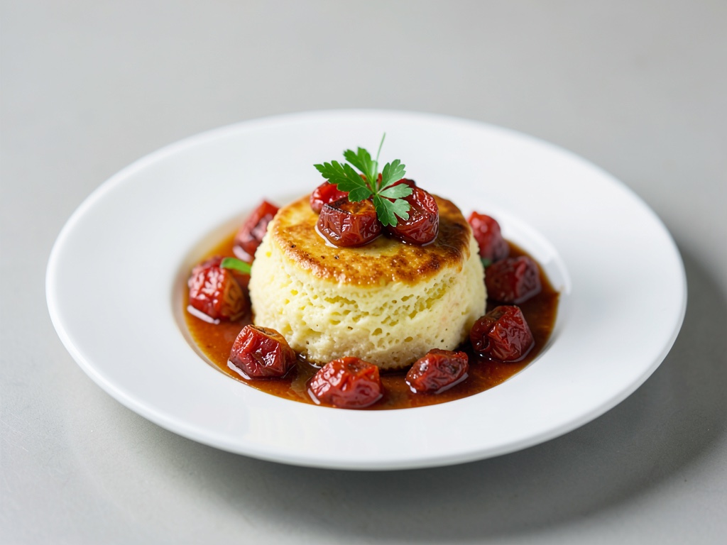 Soufflé di formaggio soffici con pomodori caramellizzati