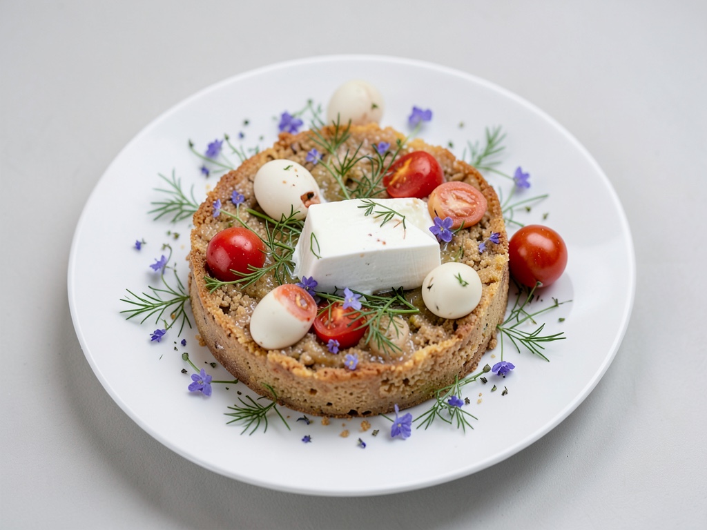 Bunter Käse-Kuchen mit Kräutern, Eiern und Tomaten