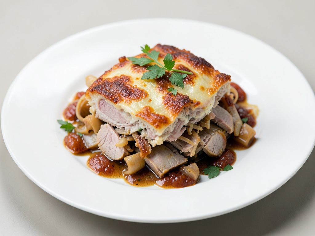 Gratin croccante di vitello e cipolle