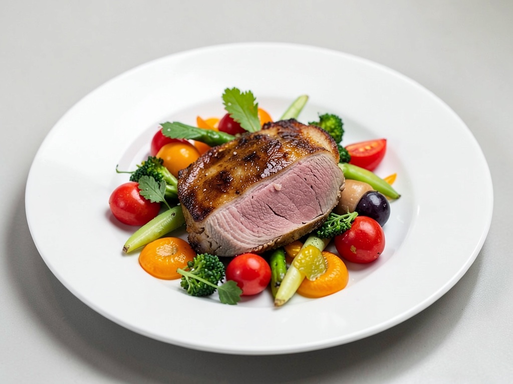 Carne tenera di vitello con verdure colorate