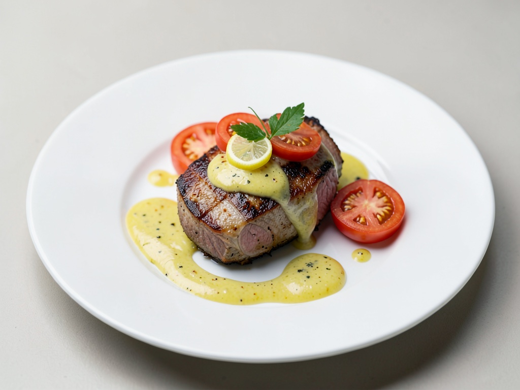 Manzo alla griglia con salsa fresca al pomodoro e limone