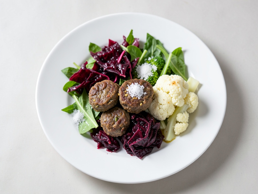 Polpettine di vitello con insalata di cavolo