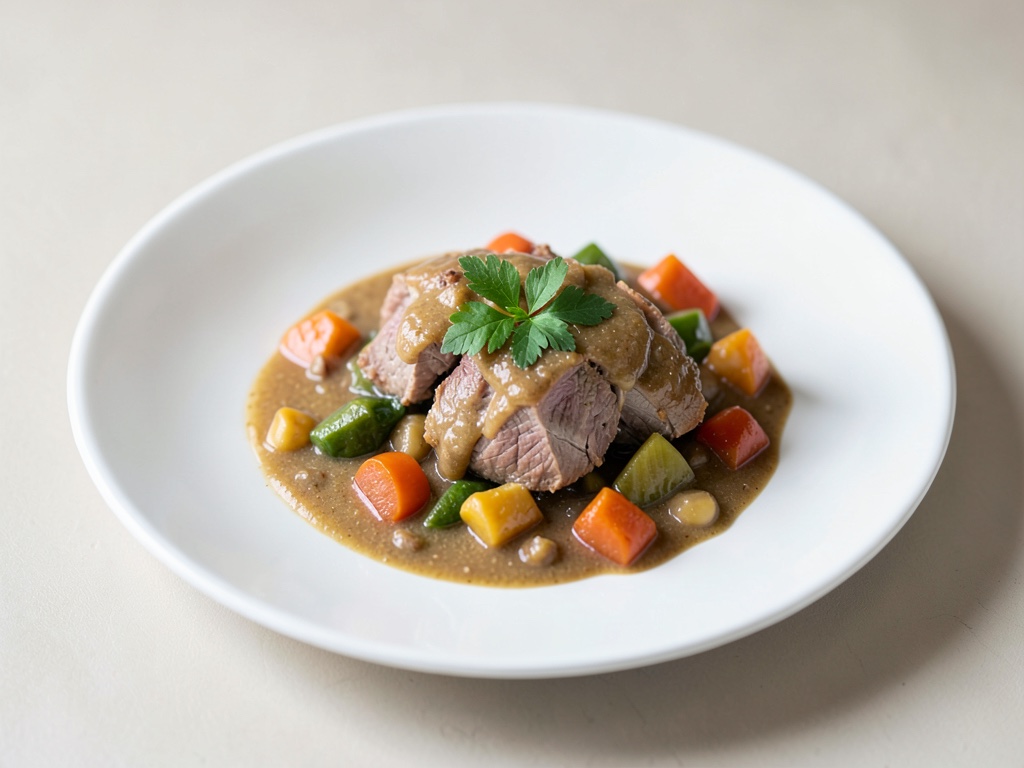 Estofado sabroso de ternera y verduras