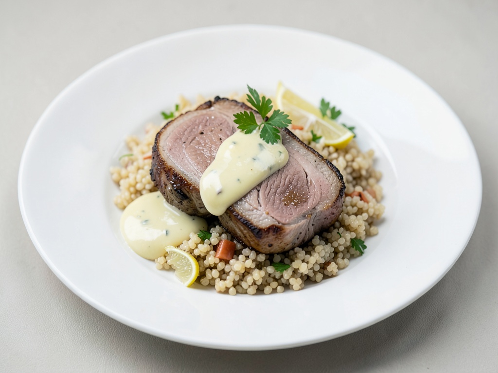 Filetti di vitello teneri su couscous con condimento al limone