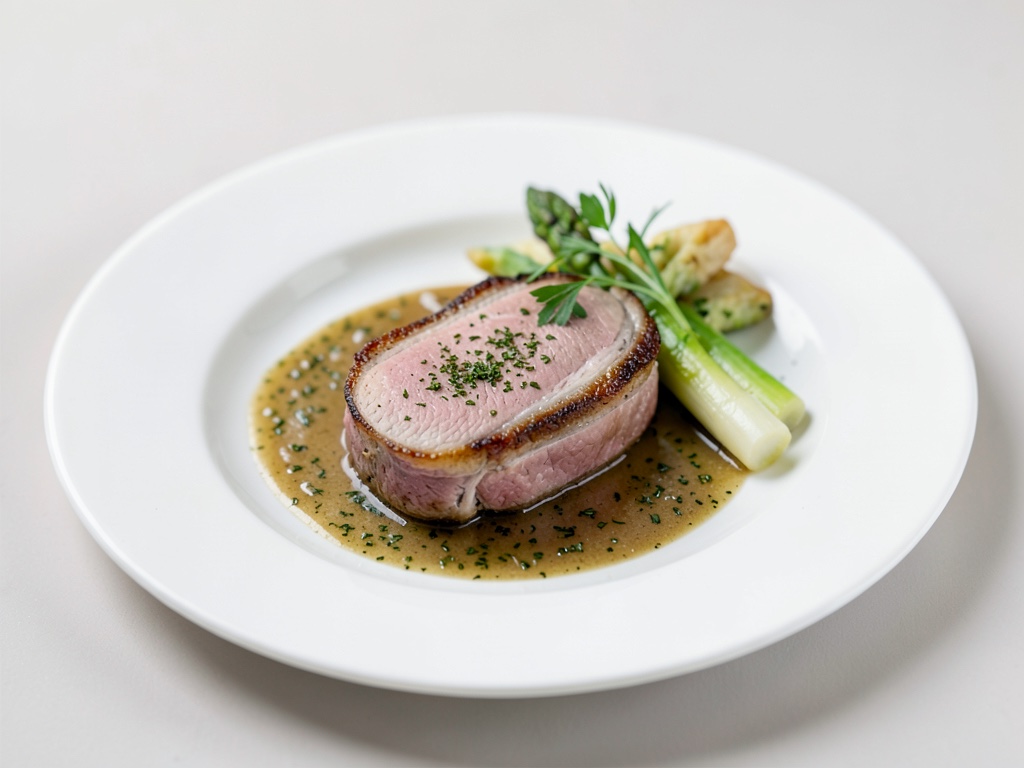 Filetto di vitello con asparagi bianchi e salsa all'estragnone