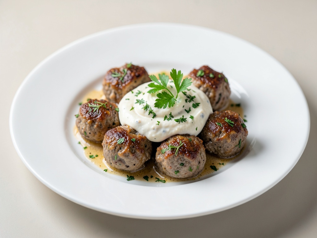 Boulettes de veau avec trempette yaourt aux herbes