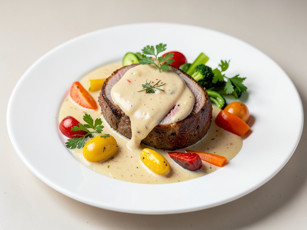 Tenere cosce di vitello in salsa cremosa alla panna con verdure