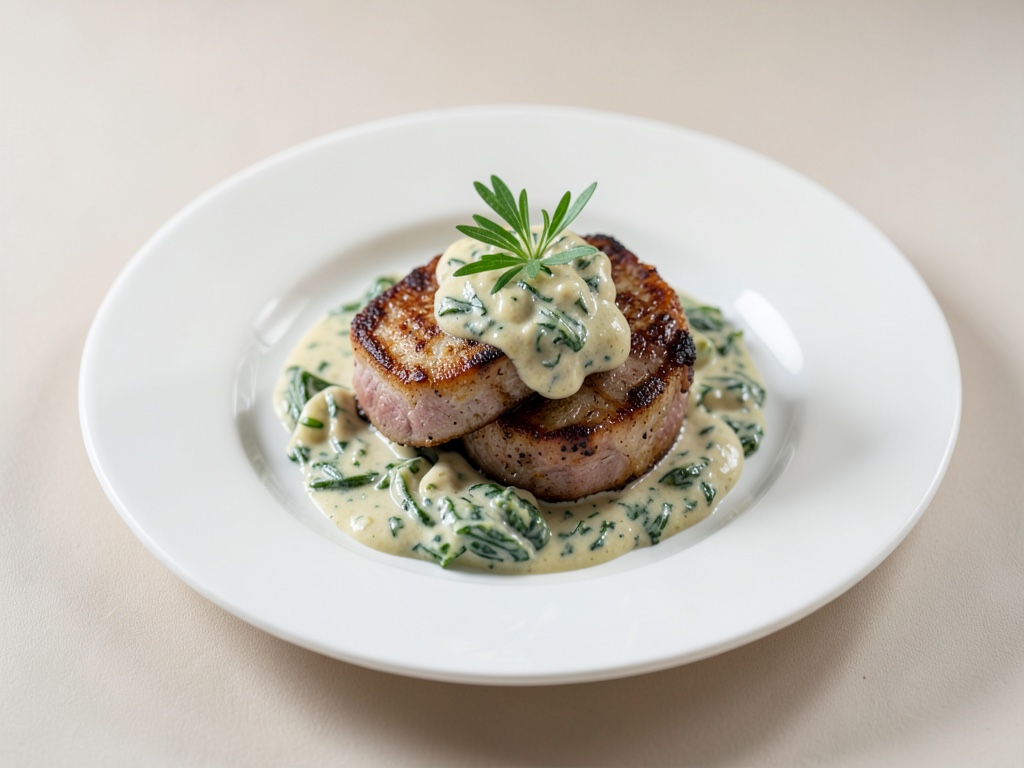 Cotolette di vitello tenere con spinaci cremosi