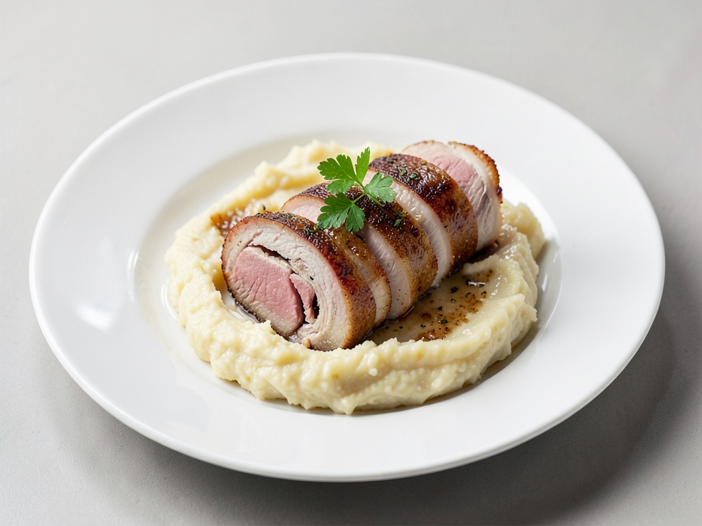 Roulés de jarret de veau avec purée de pommes de terre crémeuse