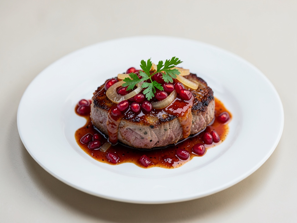 Cotolette di vitello tenere con salsa di cipolla e melograno fruttata