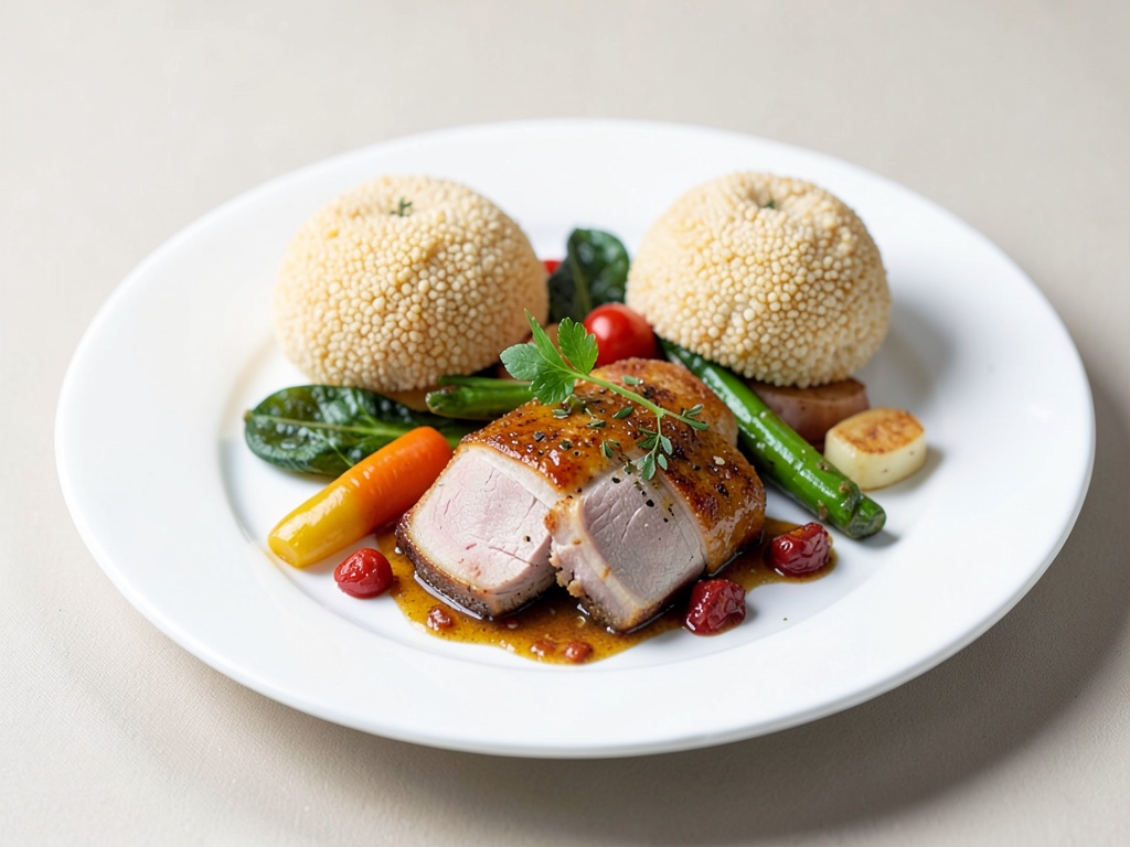 Schnitzel di vitello alla viennese con rotoli di semola e verdure