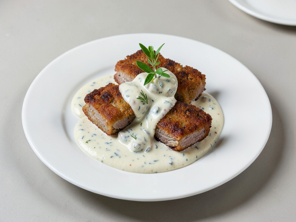 Escalopes de veau croustillantes sur sauce crémeuse au Gorgonzola
