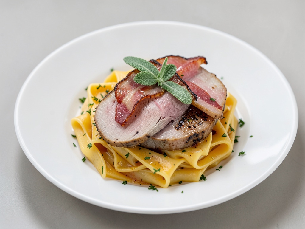 Escalopes de veau au jambon et sauge (Saltimbocca) avec des tagliatelles