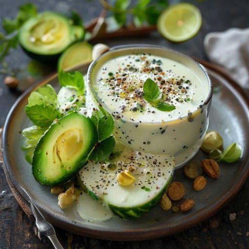 Zuppa fredda e rinfrescante di cetriolo e kefir con avocado
