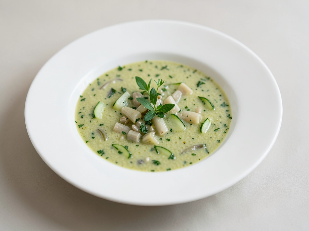 Erfrischende kalte Gurken-Lauch-Suppe