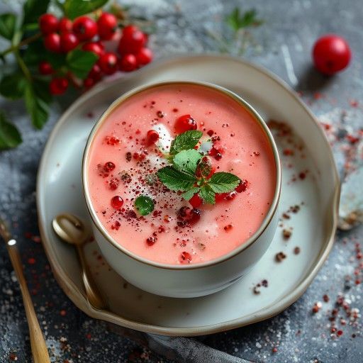Erfrischende kalte Johannisbeersuppe mit Mandelmilch