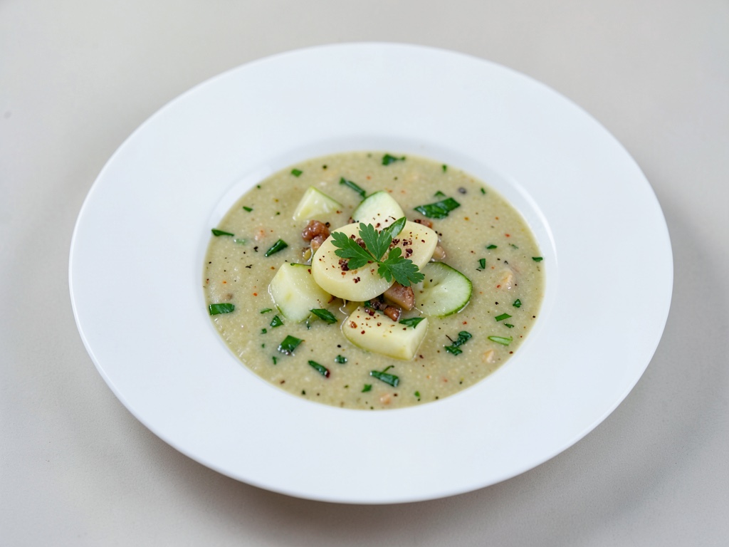 Zuppa fredda rinfrescante di patate e cetrioli