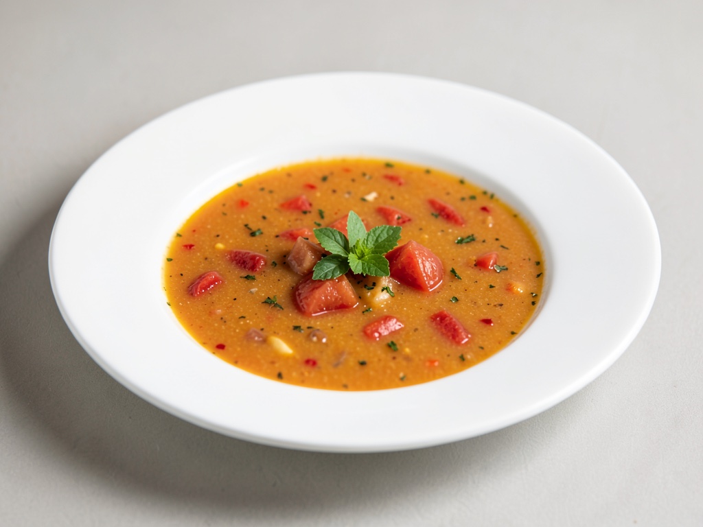 Sopa fría y refrescante de melón y tomate