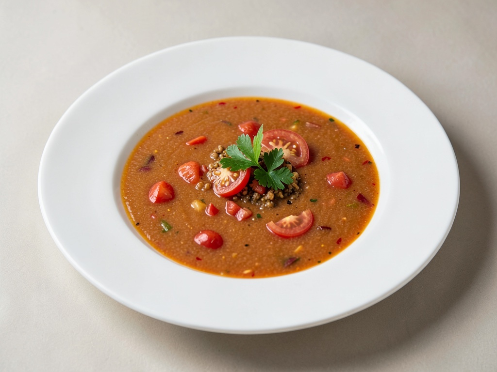 Refrescante sopa fría de tomate y pimiento