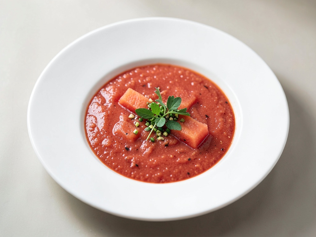 Sopa fría refrescante de tomate y sandía