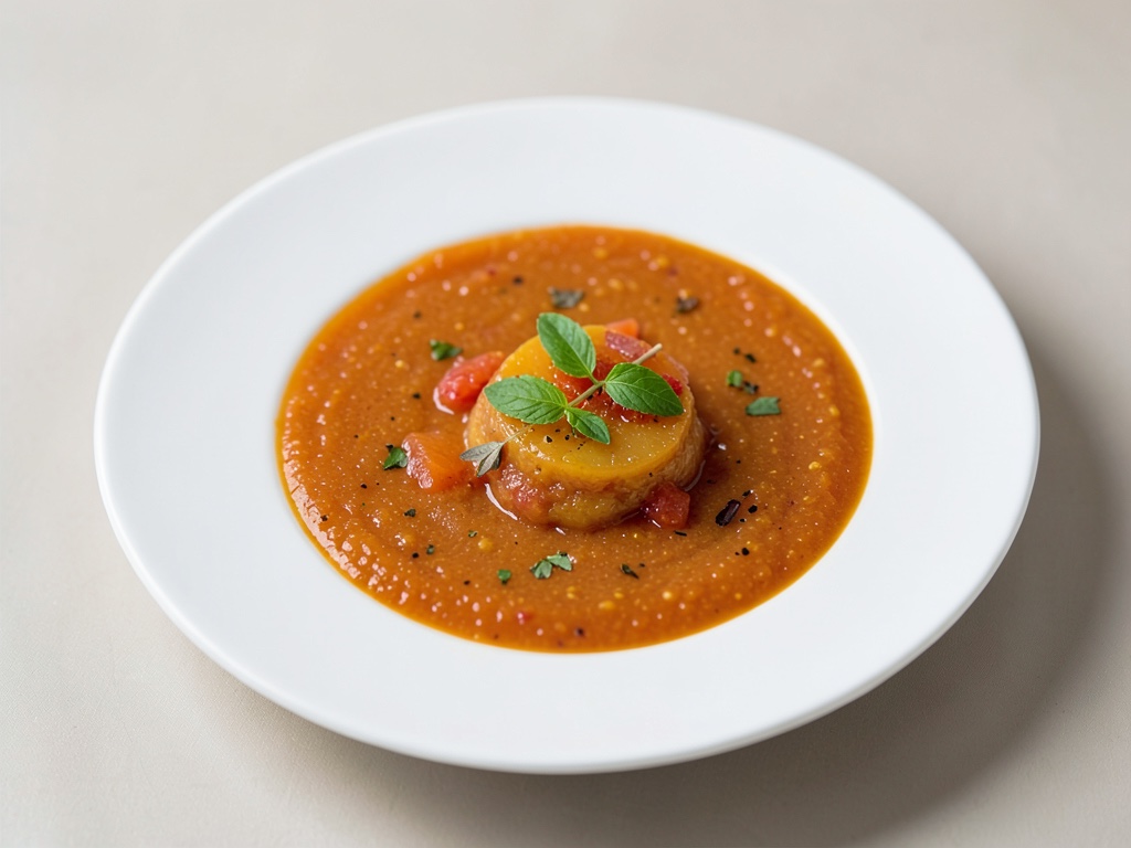 Soupe froide rafraîchissante à la tomate et à l'abricot