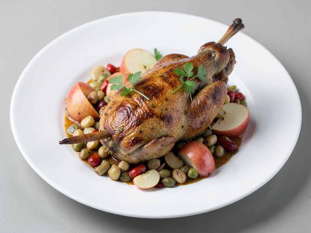 Lapin au four avec mélange pomme-oignon