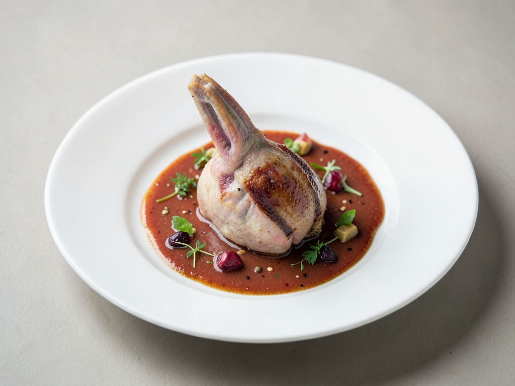 Coniglio tenero con salsa aspra di rosa canina