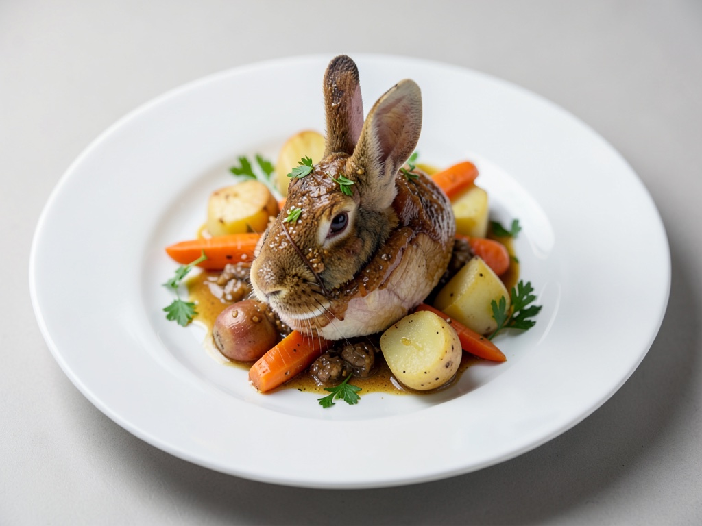 Coniglio al forno con carote e patate