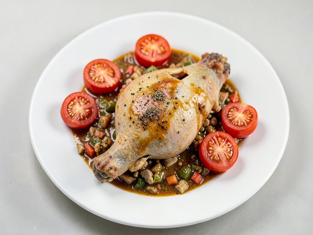 Rustico stufato di coniglio con pomodori