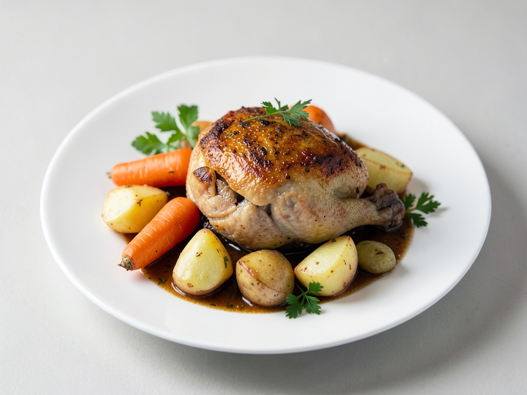 Capone arrosto con carote e patate
