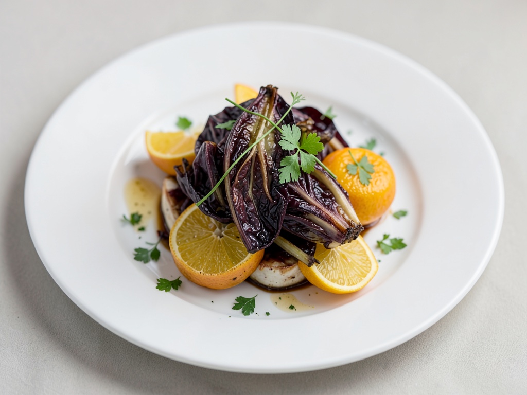 Ciotola di radicchio e arance caramellate