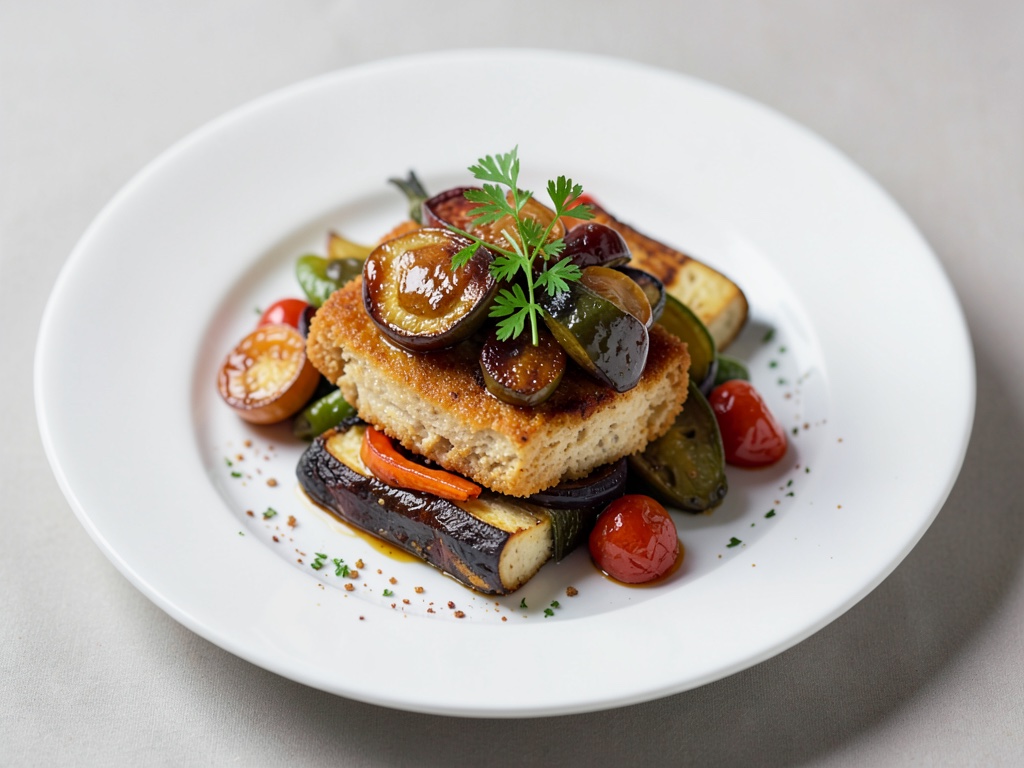 Tofu croccante con verdure caramellate