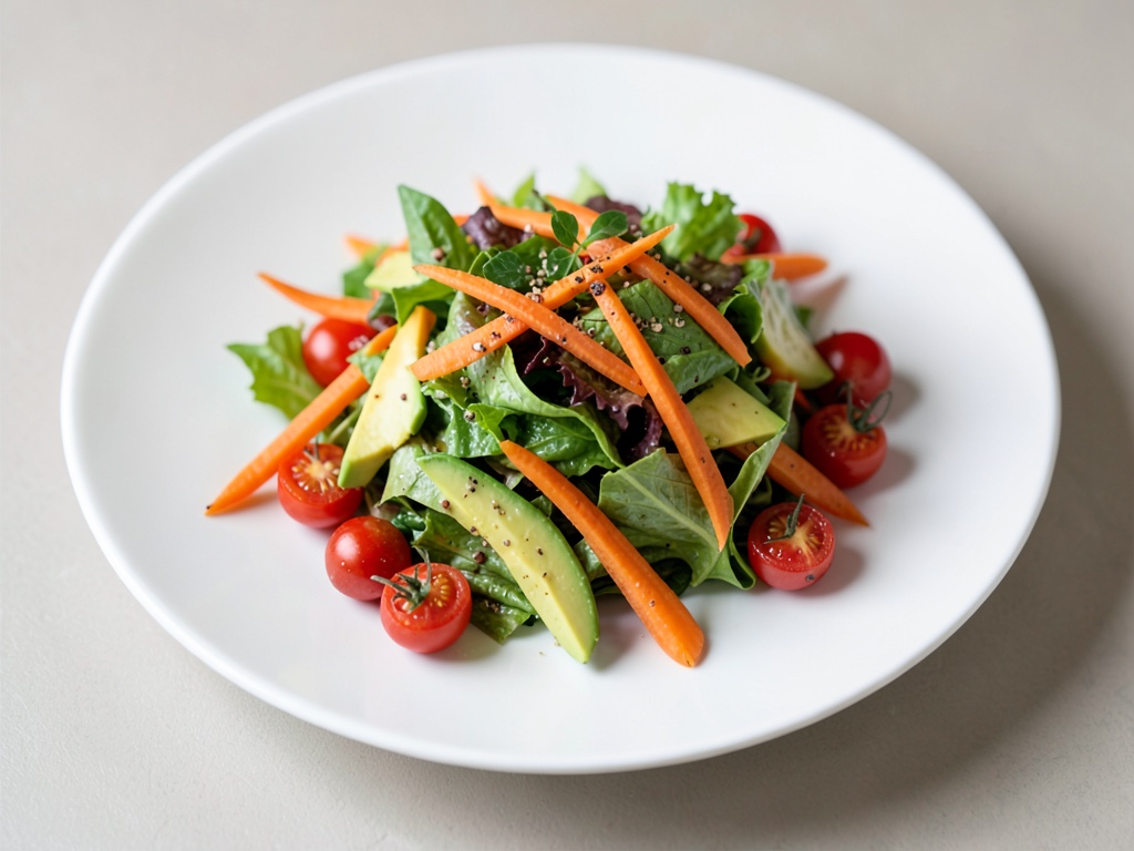 Insalata fresca di carote, avocado e pomodorini