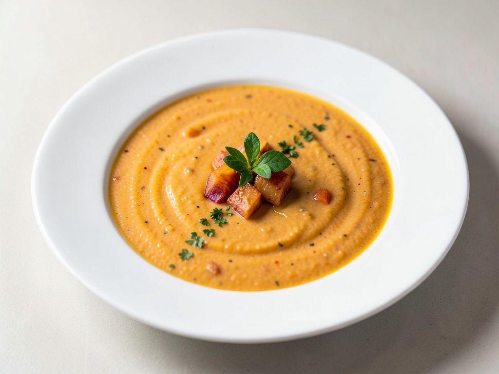 Sopa cremosa de zanahoria y mango