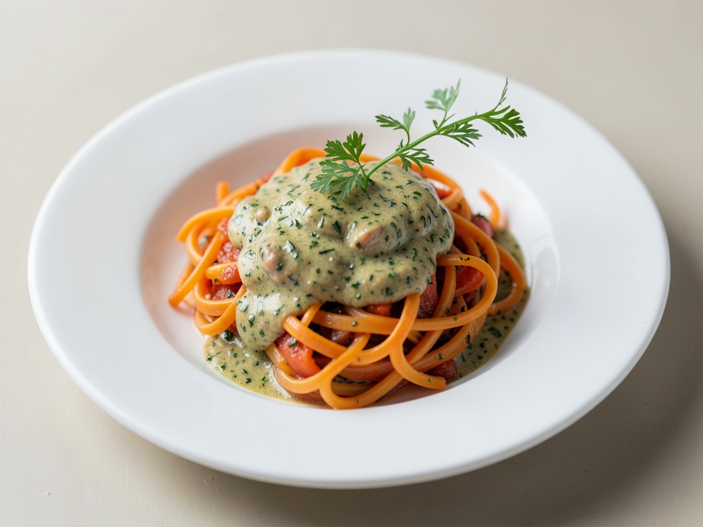 Tagliatelle di carote con salsa alle erbe