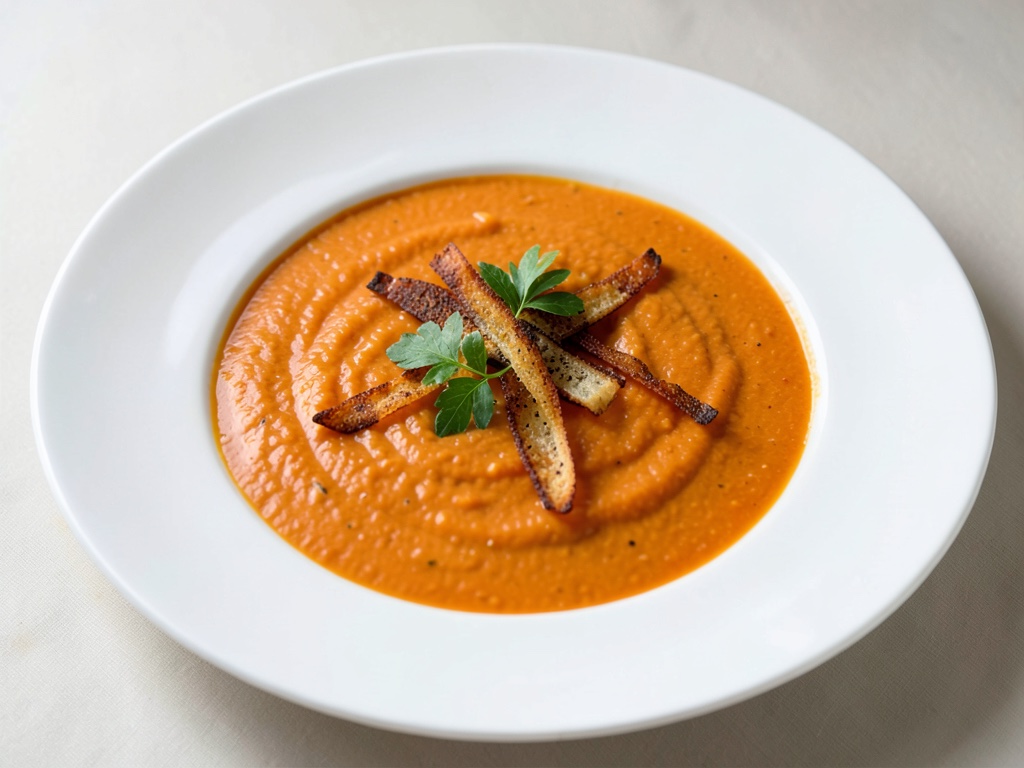 Cremige Karottensuppe mit knackigen Streifen