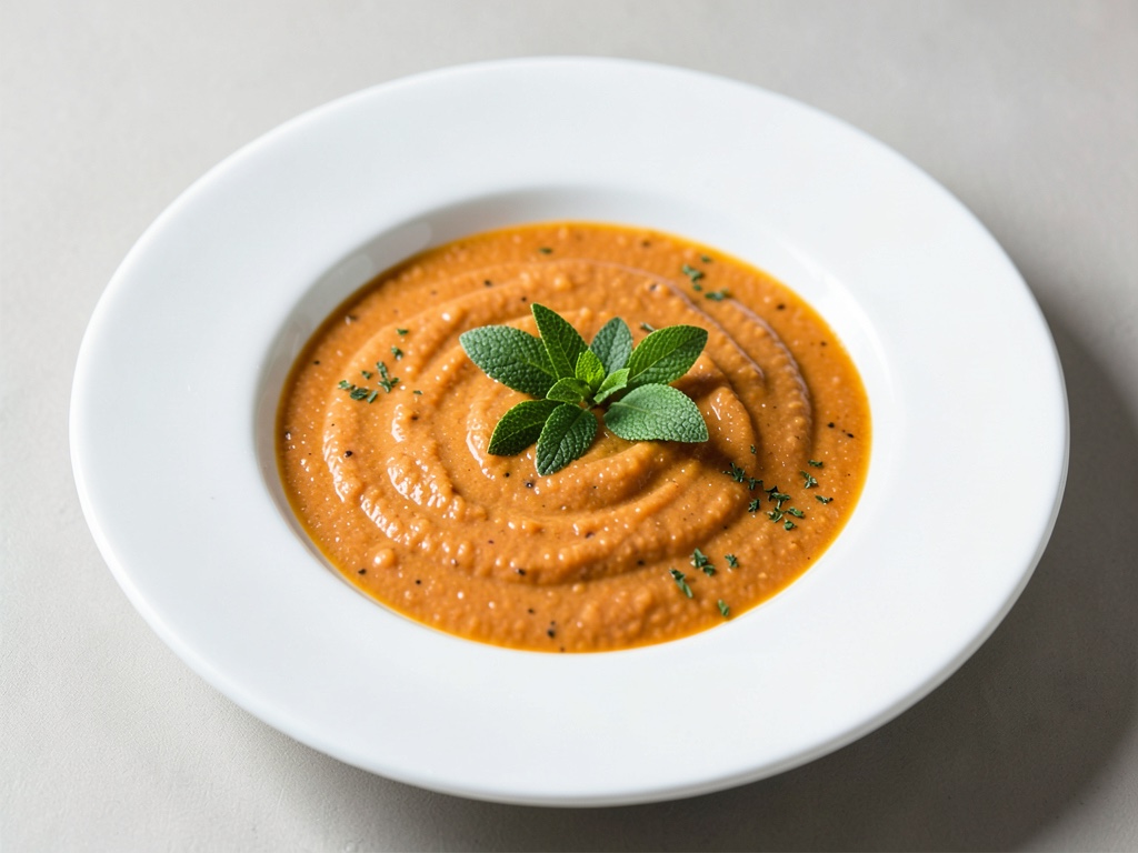 Zuppa cremosa di carote con salvia e basilico