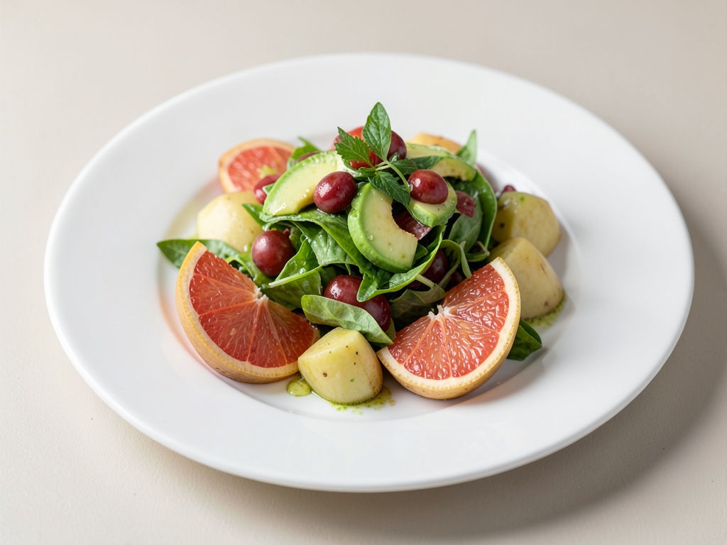 Insalata fresca di patate e avocado con pompelmo