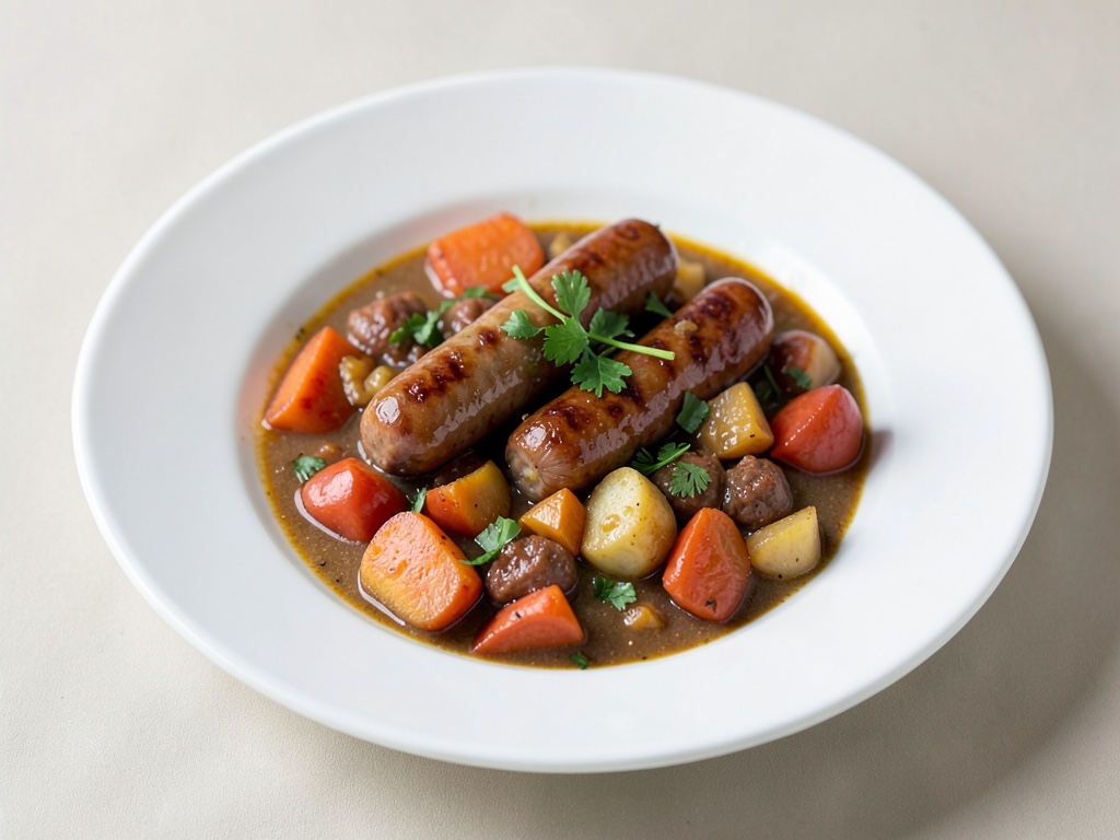 Sopa contundente con salchicha y verduras de raíz