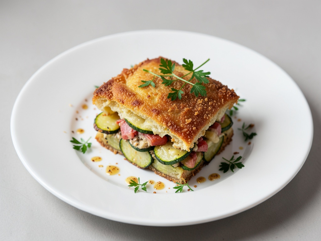 Focaccia croustillante aux pommes de terre et courgettes