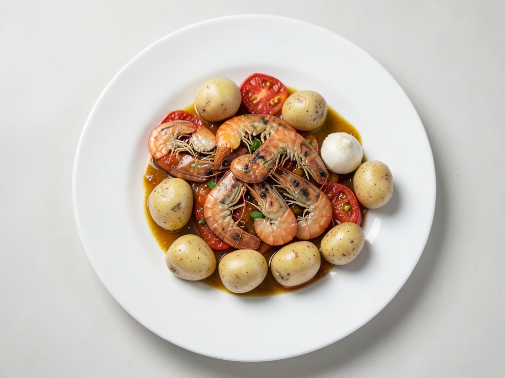 Knusprige Kartoffel-Garnelen-Pfanne mit Paprika