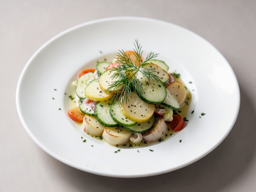 Insalata fresca di patate e cetrioli con aneto