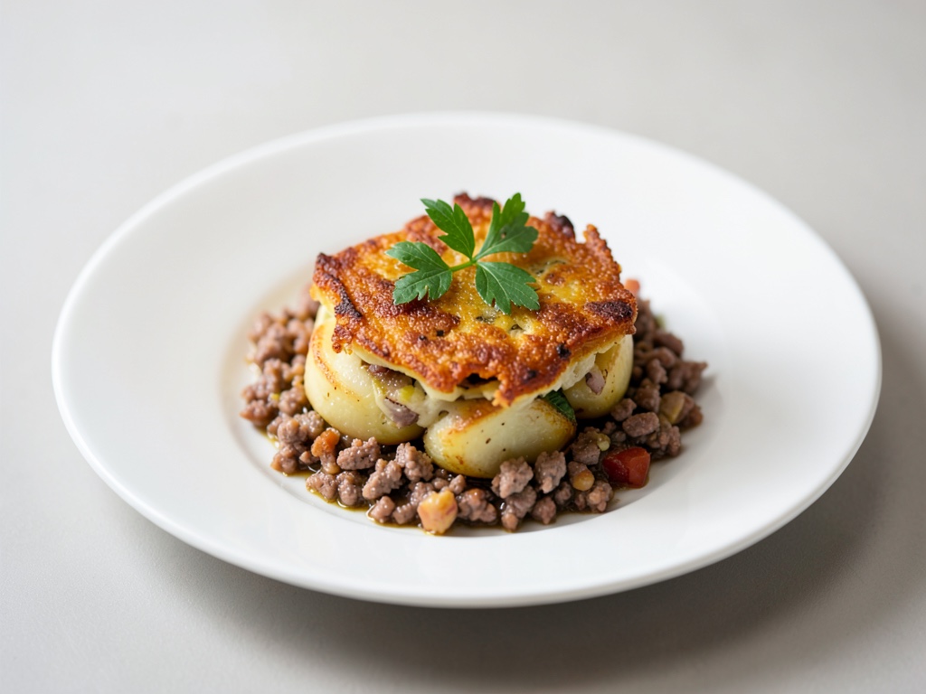 Gratin croustillant de pommes de terre et viande hachée