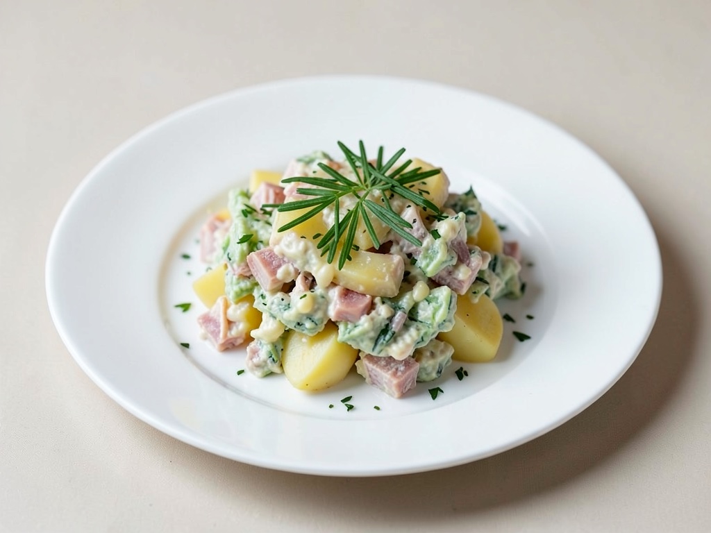 Insalata di patate e aringa con erba cipollina