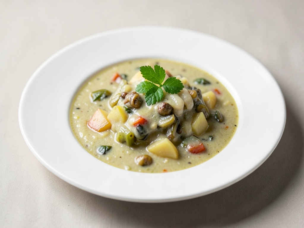 Sopa cremosa de col agria y patata