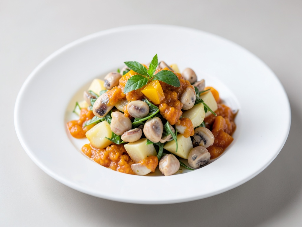 Insalata di patate e cozze con chutney di mango
