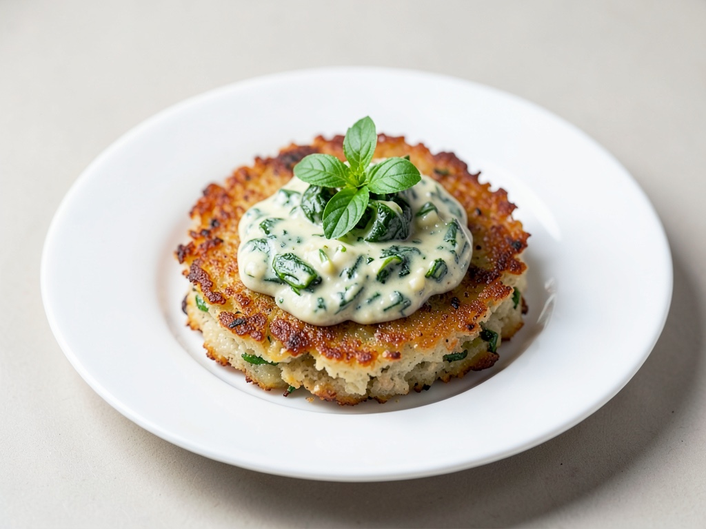 Rosti di patate croccanti con spinaci cremosi