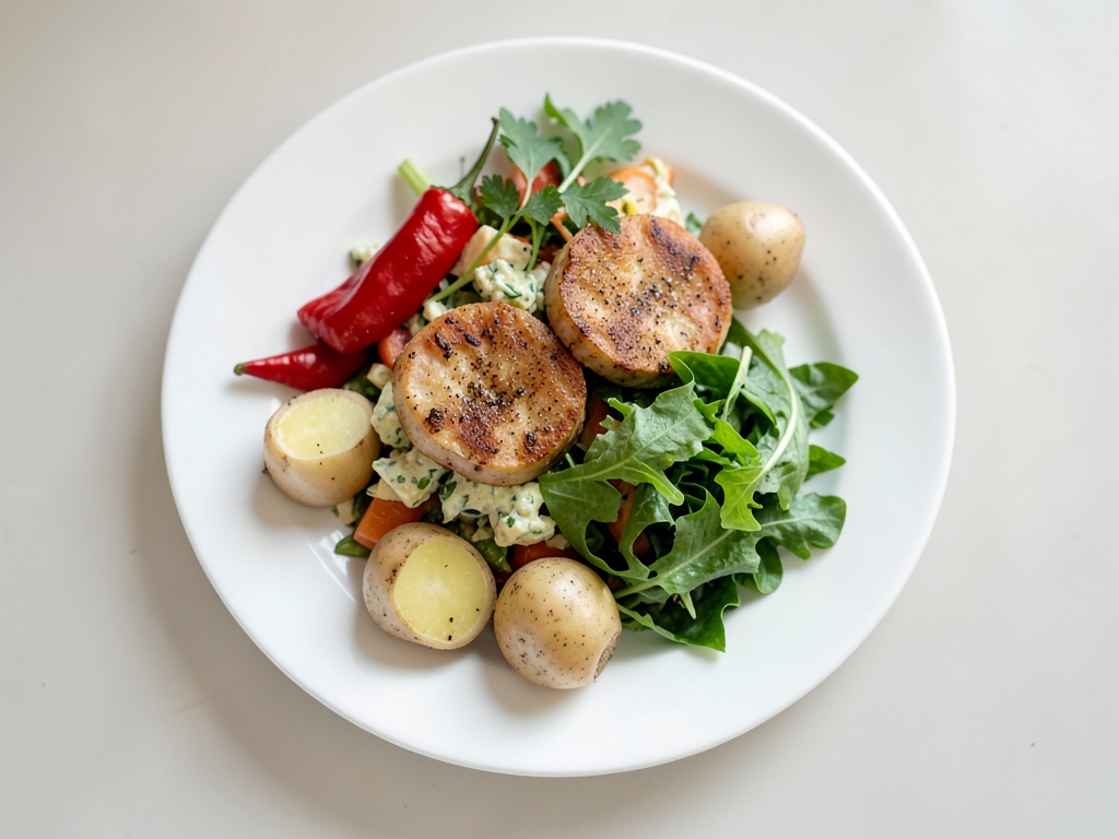 Salade classique de pommes de terre Roma aux œufs et à la maquereau